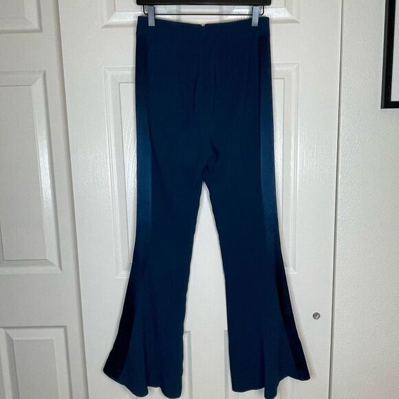Cushnie Charmeuse-Panel Flared Pants Teal Size 4 - Picture 16 of 16